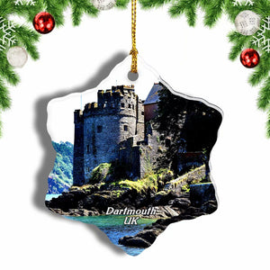 UK England Dartmouth Castle Christmas Ornament 3 Inches Snow