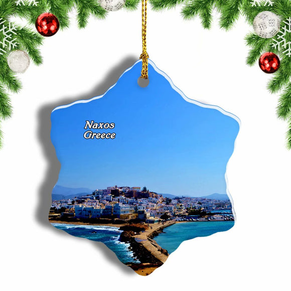 Greece Old Town Naxos Christmas Ornament 3 Inches Snow