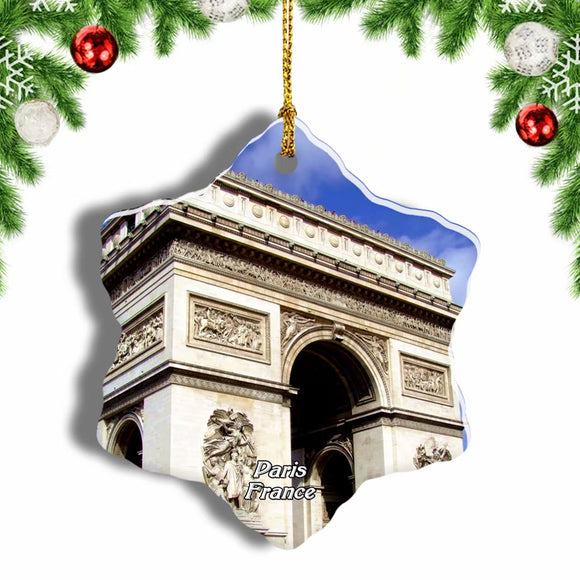 France Arc de Triomphe Paris Christmas Ornament 3 Inches Snow