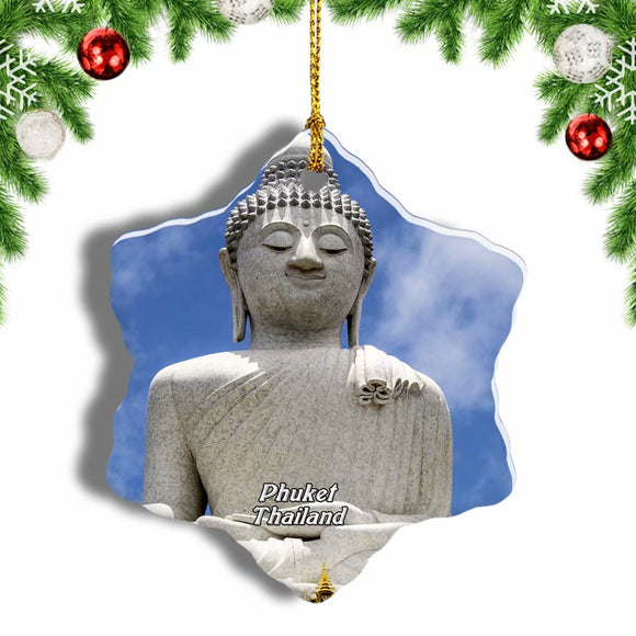 Thailand Big Buddha Chalong Phuket Christmas Ornament 3 Inches Snow