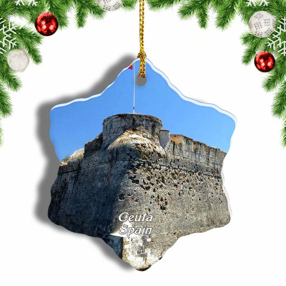 Spain Royal Walls Ceuta Christmas Ornament 3 Inches Snow