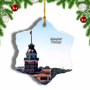 Turkey Maiden's Tower Istanbul Christmas Ornament 3 Inches Snow