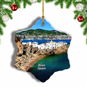 Spain Ibiza Island Christmas Ornament 3 Inches Snow