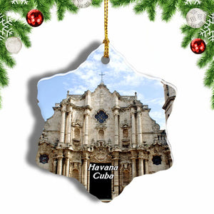 Cathedral Square Havana Cuba Christmas Ornament 3 Inches Snow