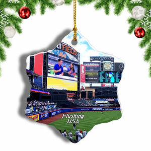 USA America Citi Field Flushing Christmas Ornament 3 Inches Snow