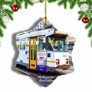 Australia Tram Melbourne Christmas Ornament 3 Inches Snow