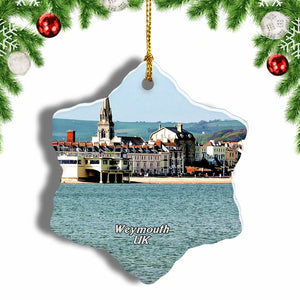 UK England Weymouth Beach Christmas Ornament 3 Inches Snow