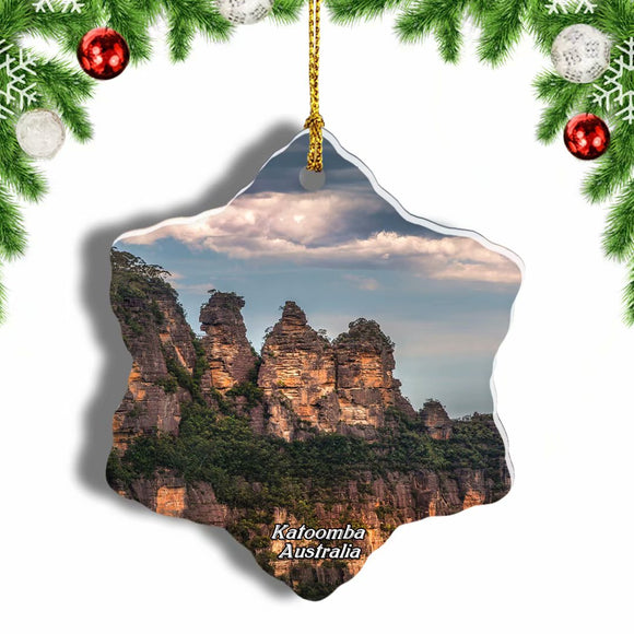 Australia Three Sisters Katoomba Christmas Ornament 3 Inches Snow