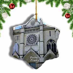 France Cathedral Poitiers Christmas Ornament 3 Inches Snow