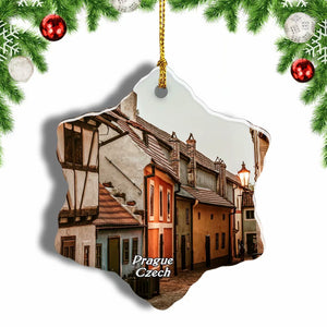 Czech Golden Lane Prague Christmas Ornament 3 Inches Snow