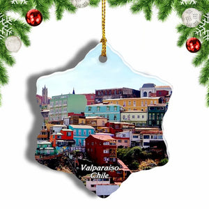 Chile Pablo Neruda's House Valparaiso Christmas Ornament 3 Inches Snow