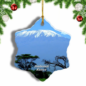 Kilimanjaro Amboseli Kenya Christmas Ornament 3 Inches Snow