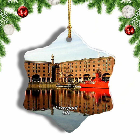 UK England Albert Dock Liverpool Christmas Ornament 3 Inches Snow