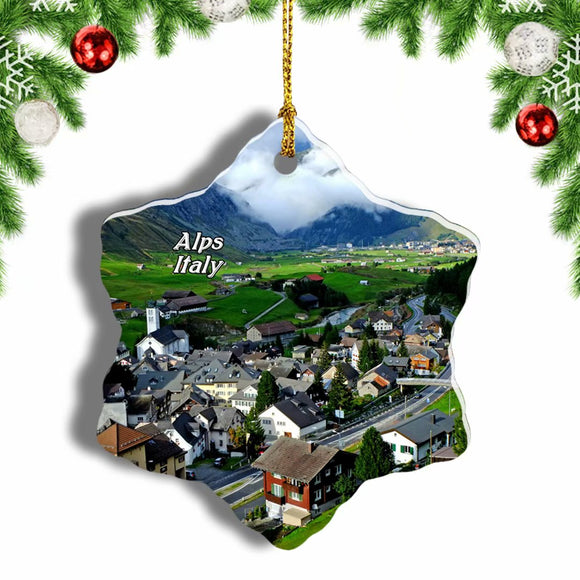 Alps Italy Christmas Ornament 3 Inches Snow