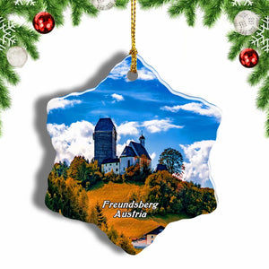 Austria Schwaz Tyrol Castle Freundsberg Christmas Ornament 3 Inches Snow