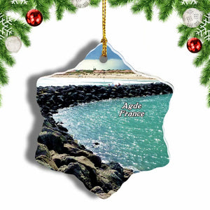 France Naturist Beach Cap-d'Agde Christmas Ornament 3 Inches Snow