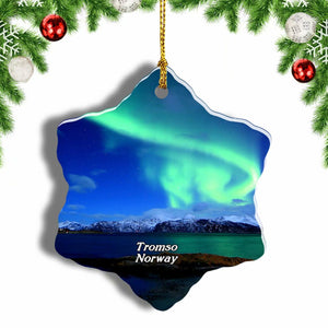 Norway Aurora Tromso Christmas Ornament 3 Inches Snow