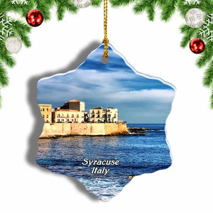 Italy Ortigia Syracuse Sicily Christmas Ornament 3 Inches Snow