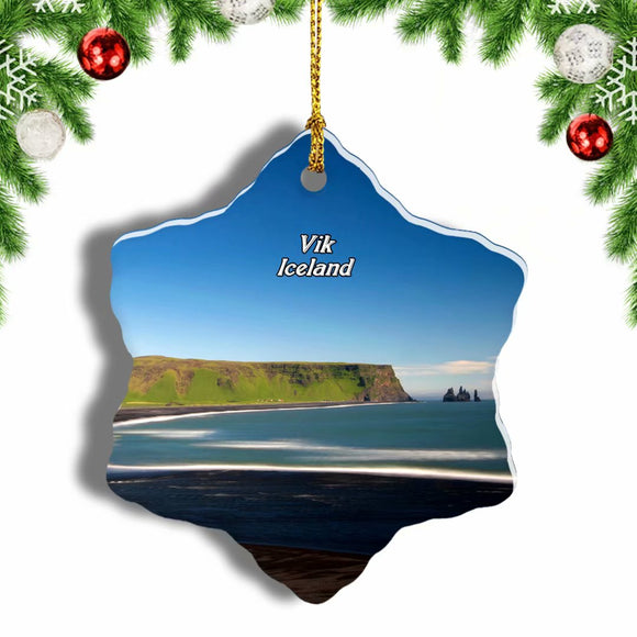 Iceland Black Sand Beach Vik Christmas Ornament 3 Inches Snow