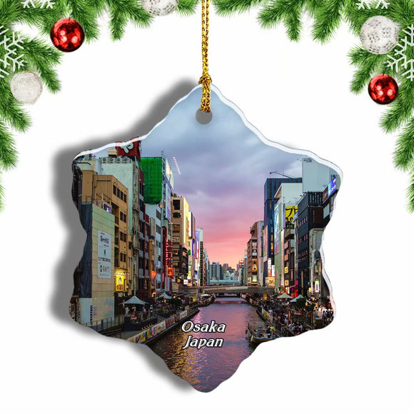 Dotonbori Osaka Japan Christmas Ornament 3 Inches Snow