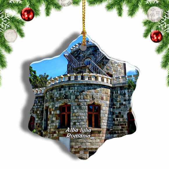 Romania Iulia Hasdeu Castle Alba Iulia Christmas Ornament 3 Inches Snow