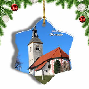 Slovenia Horjul Churcn Christmas Ornament 3 Inches Snow