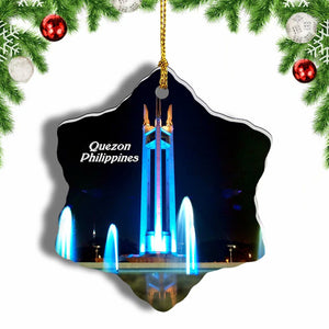 Philippines Quezon City Christmas Ornament 3 Inches Snow