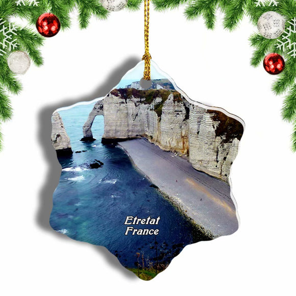 France Etretat Cliff Christmas Ornament 3 Inches Snow