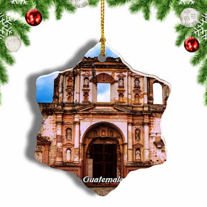 Guatemala Church Christmas Ornament 3 Inches Snow