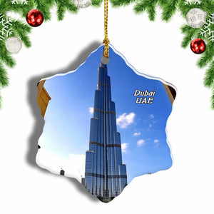 Burj Khalifa Dubai Christmas Ornament 3 Inches Snow