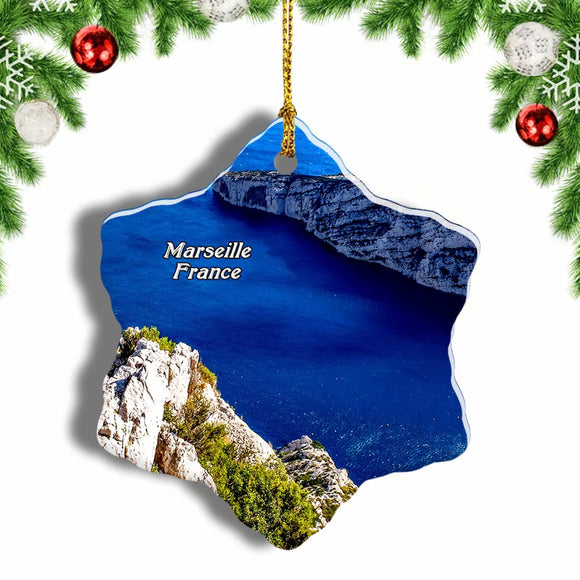 France Calanque Marseille Christmas Ornament 3 Inches Snow