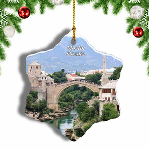 Bosnia Mostar Bosnia Bridge Christmas Ornament 3 Inches Snow