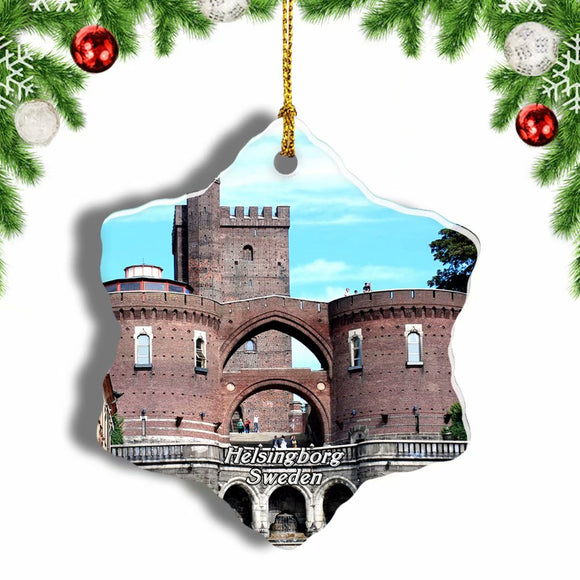 Sweden Helsingborg Castle Christmas Ornament 3 Inches Snow