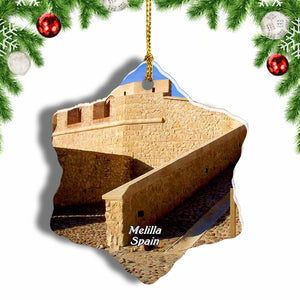 Spain Old City Melilla Christmas Ornament 3 Inches Snow