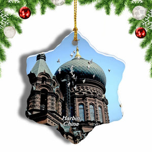 China St. Sophia Cathedral Harbin Christmas Ornament 3 Inches Snow