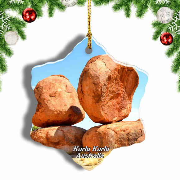 Australia Devils Marbles Karlu Karlu Christmas Ornament 3 Inches Snow