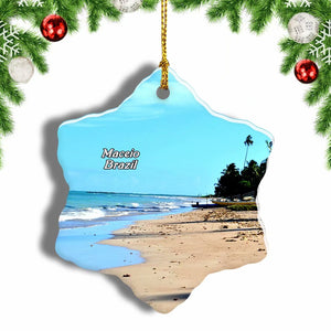 Brazil Beach Maceio Christmas Ornament 3 Inches Snow