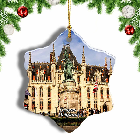 Belgium Provinciaal Hof Bruges Christmas Ornament 3 Inches Snow