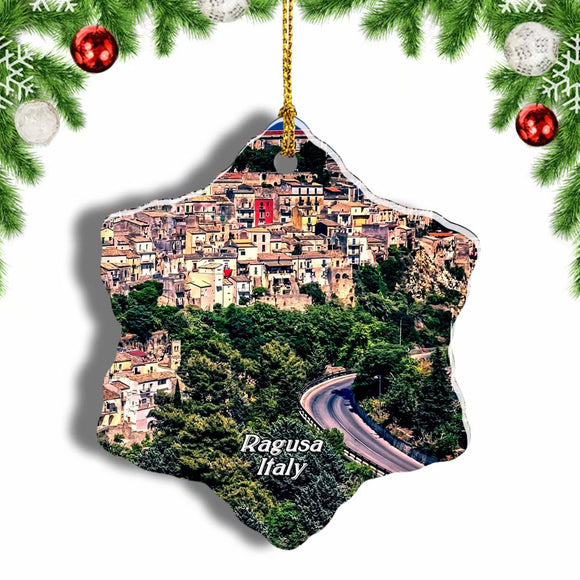 Italy Ragusa Ibla Sicily Christmas Ornament 3 Inches Snow