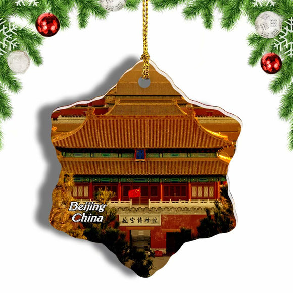 China National Palace Museum Beijing Christmas Ornament 3 Inches Snow