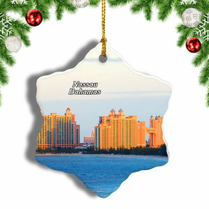 Atlantis Nassau Bahamas Christmas Ornament 3 Inches Snow