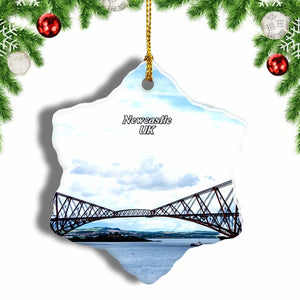 UK England Tyne Bridge Newcastle Christmas Ornament 3 Inches Snow