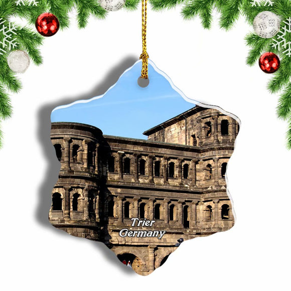 Germany Porta Nigra Trier Christmas Ornament 3 Inches Snow