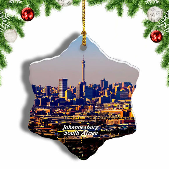 South Africa Johannesburg Christmas Ornament 3 Inches Snow