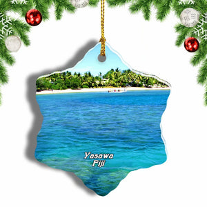 Yasawa Island Fiji Christmas Ornament 3 Inches Snow