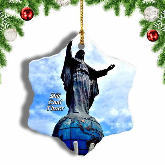 Cristo Rei Dili East Timor Christmas Ornament 3 Inches Snow