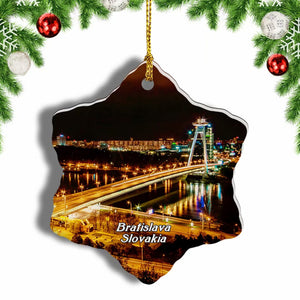 Bridge Bratislava Slovakia Christmas Ornament 3 Inches Snow