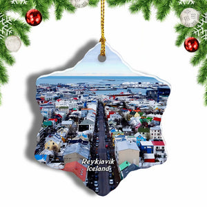 Iceland Reykjavik House Christmas Ornament 3 Inches Snow