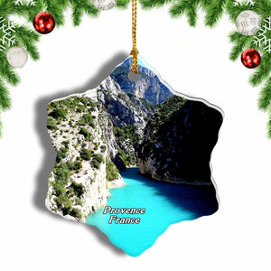 France Gorge Du Verdon Provence Christmas Ornament 3 Inches Snow