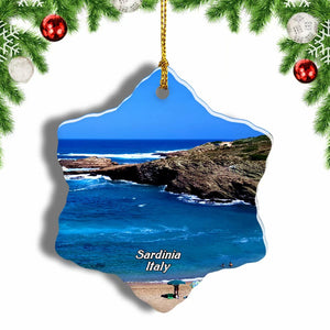 Cala Mariolu  Sardinia Italy Christmas Ornament 3 Inches Snow